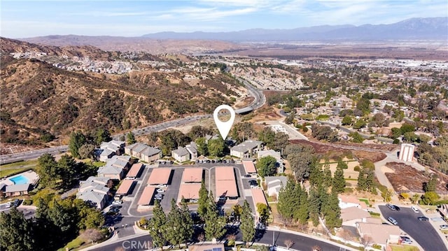 bird's eye view with a mountain view