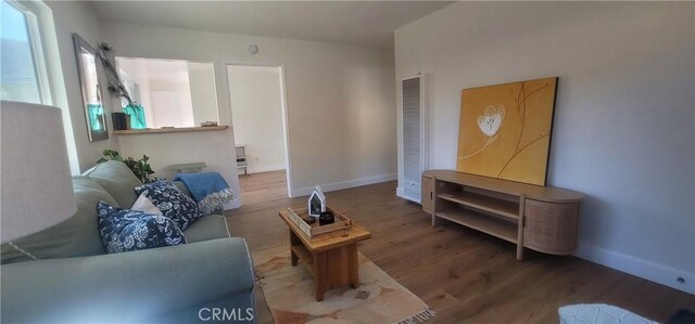 living room with hardwood / wood-style flooring