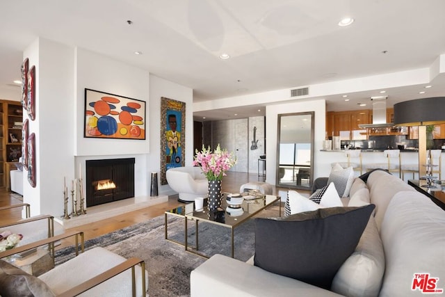 living room featuring light hardwood / wood-style flooring