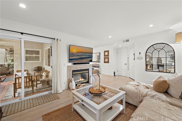 living room featuring light hardwood / wood-style floors