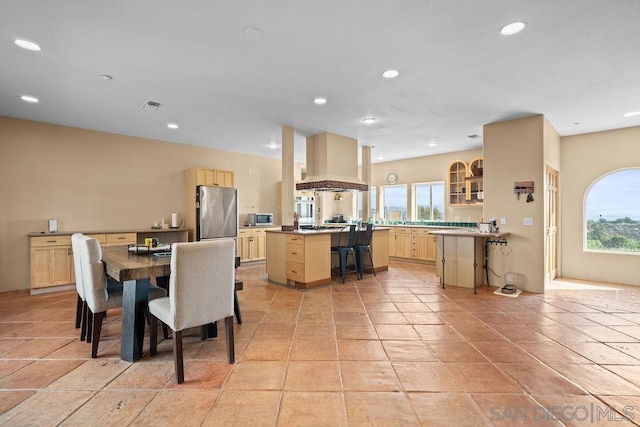 view of tiled dining area