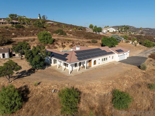 aerial view with a mountain view