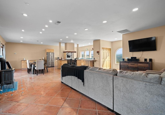 view of tiled living room