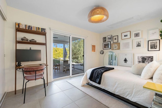 tiled bedroom with access to exterior