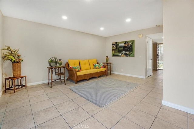 sitting room with light tile patterned flooring