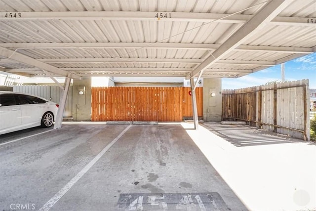 garage with a carport