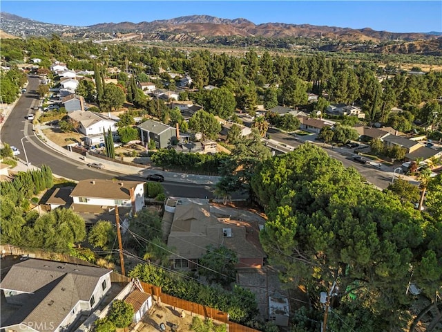 bird's eye view with a mountain view