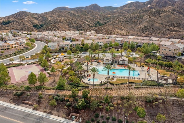 bird's eye view with a mountain view