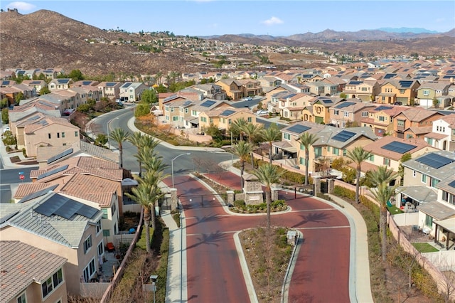 drone / aerial view featuring a mountain view