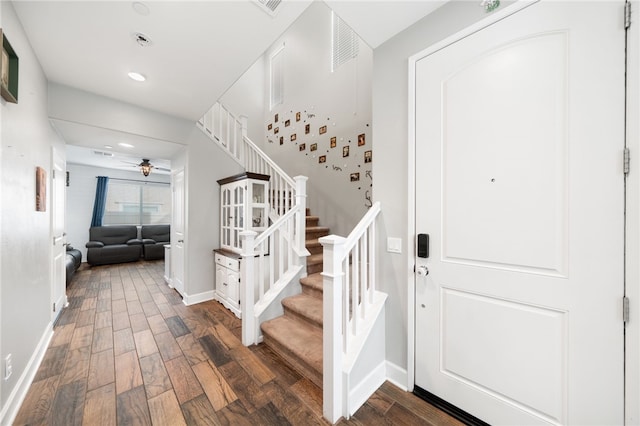 foyer featuring dark hardwood / wood-style floors