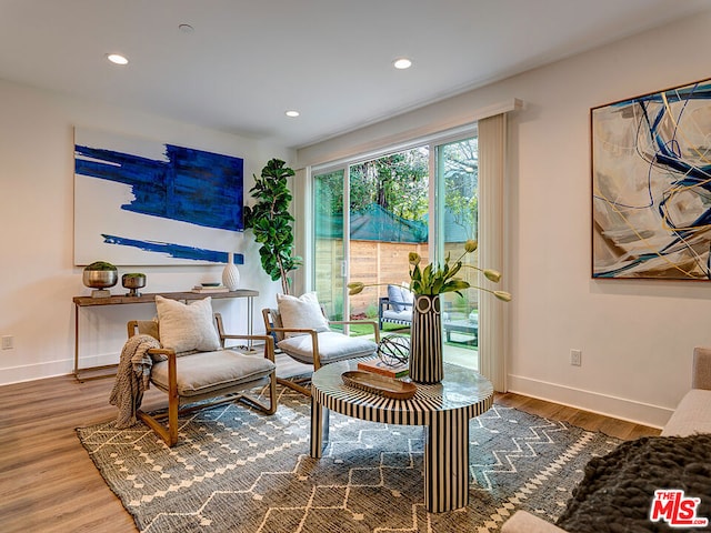 sitting room featuring wood-type flooring