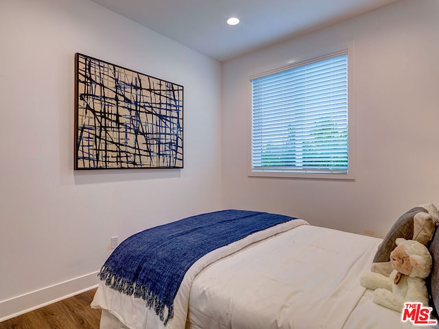 bedroom featuring dark wood-type flooring