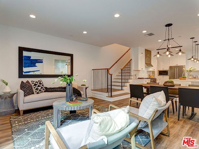 living room featuring light hardwood / wood-style flooring