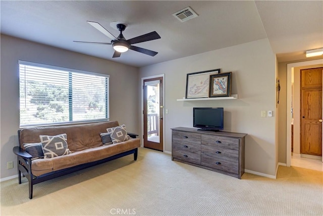 6279 Twinberry Cir Unit 7, Avila Beach, CA 93424 - living area featuring light colored carpet and ceiling fan