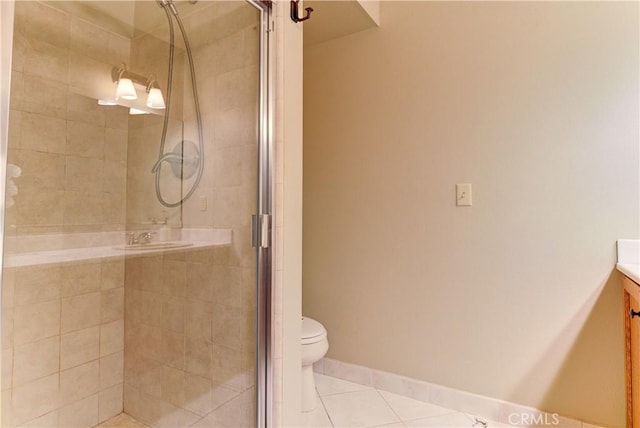6279 Twinberry Cir Unit 7, Avila Beach, CA 93424 - bathroom featuring vanity, a shower stall, and tile patterned flooring