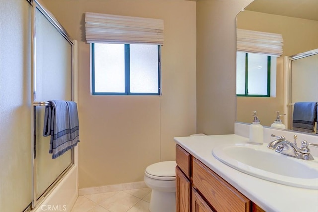 6279 Twinberry Cir Unit 7, Avila Beach, CA 93424 - full bathroom featuring plenty of natural light, vanity, tile patterned floors, and bath / shower combo with glass door
