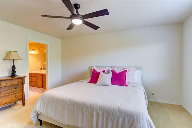 6279 Twinberry Cir Unit 7, Avila Beach, CA 93424 - bedroom with light colored carpet, connected bathroom, and ceiling fan