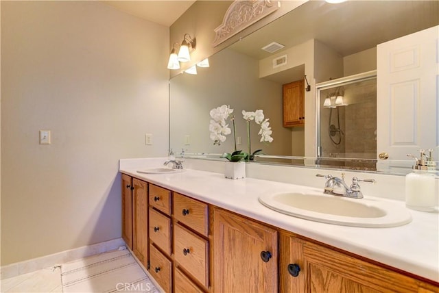 6279 Twinberry Cir Unit 7, Avila Beach, CA 93424 - bathroom with double vanity, tiled shower, and tile patterned floors