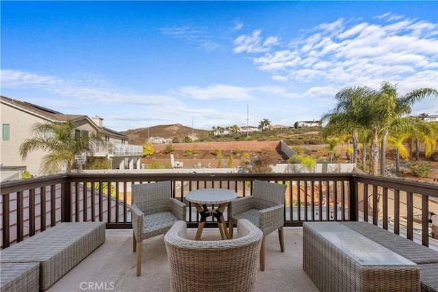 deck featuring a mountain view