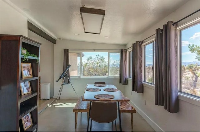 dining room with concrete floors