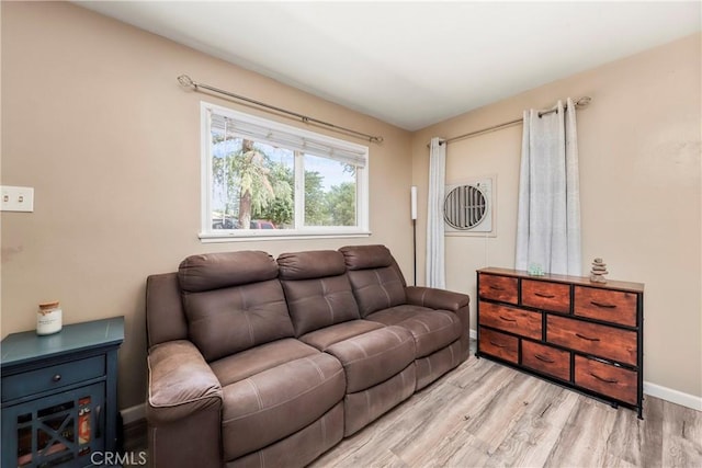 living room featuring light hardwood / wood-style floors