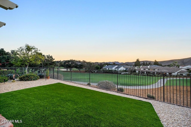 view of yard at dusk