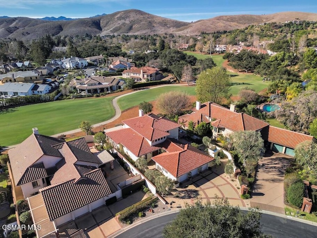 aerial view with a mountain view