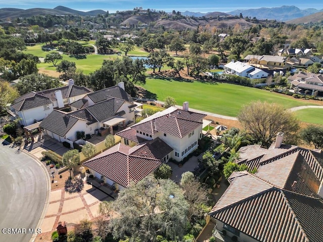 drone / aerial view with a mountain view