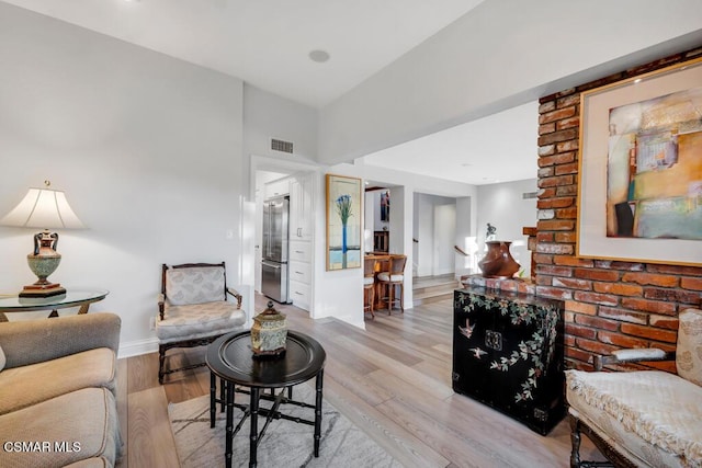 living room with light wood-type flooring