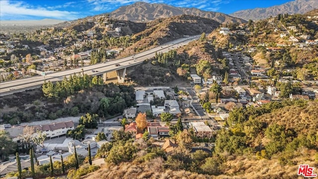 aerial view with a mountain view