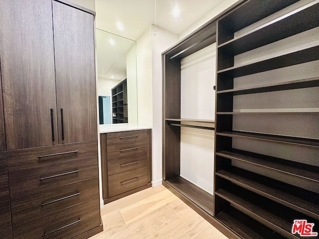 spacious closet with light wood-type flooring