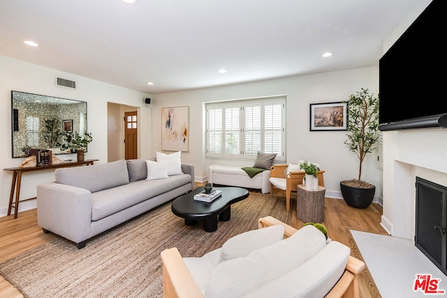 living room featuring light hardwood / wood-style floors