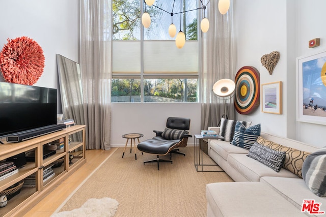 living room featuring light wood-type flooring