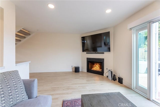 living room featuring light hardwood / wood-style floors