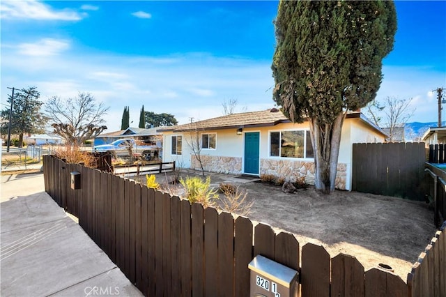 view of single story home