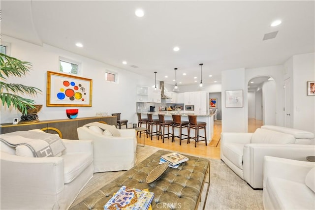 living room featuring light hardwood / wood-style floors