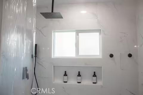 bathroom featuring a shower and a healthy amount of sunlight