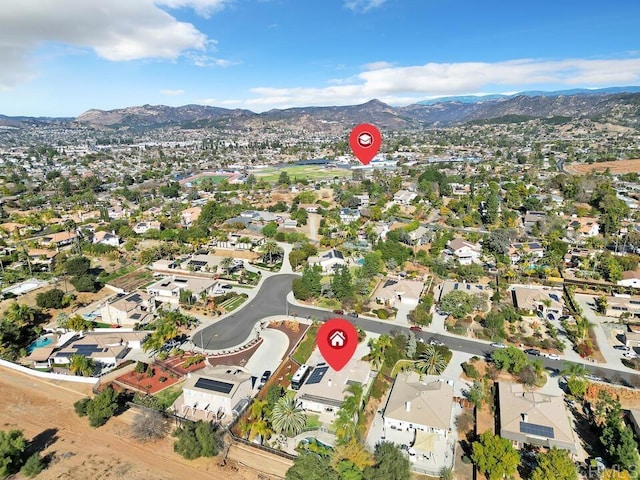 bird's eye view with a mountain view