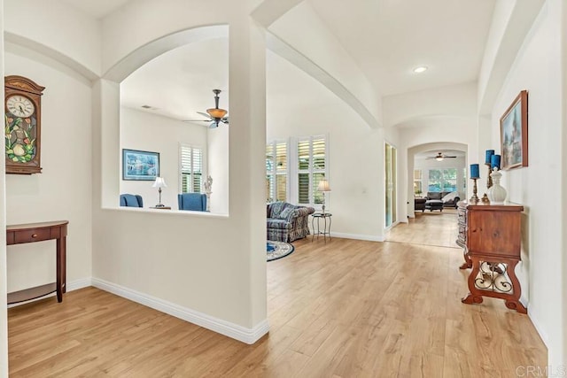 hall featuring light wood-type flooring