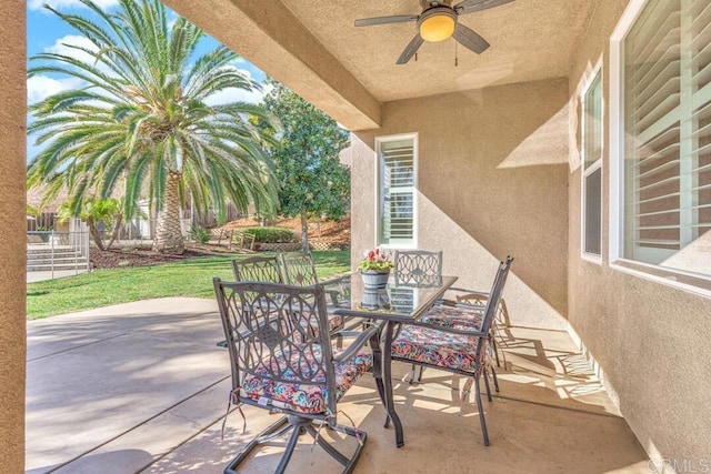 view of patio with ceiling fan