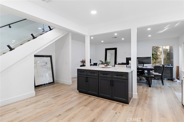 kitchen with light hardwood / wood-style flooring