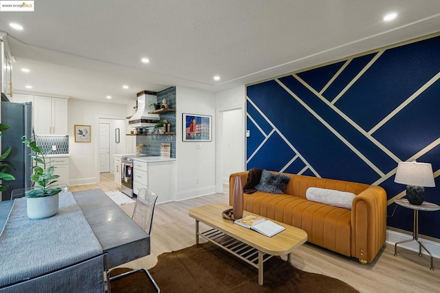 living room featuring light wood-type flooring