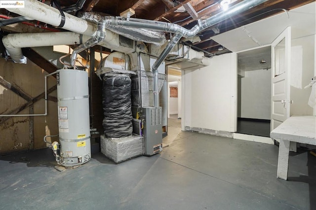 basement featuring strapped water heater