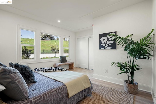 bedroom featuring hardwood / wood-style flooring