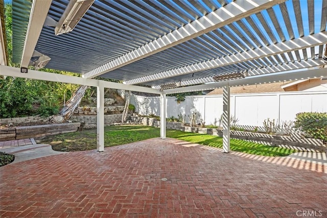 view of patio / terrace featuring a pergola