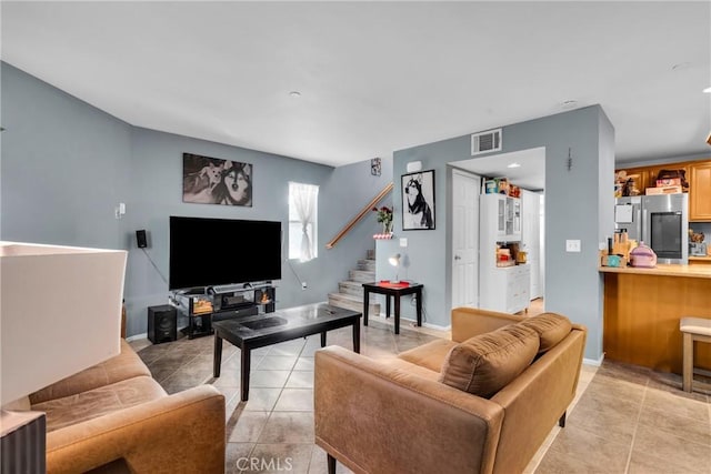 view of tiled living room