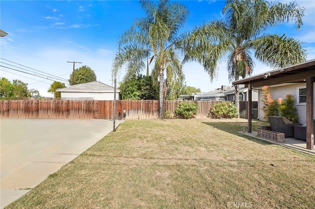 view of yard with a patio area