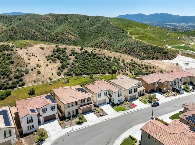 aerial view with a mountain view