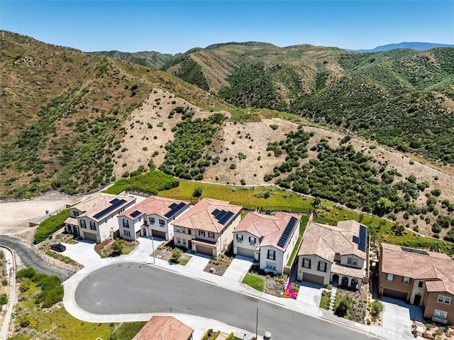 bird's eye view with a mountain view