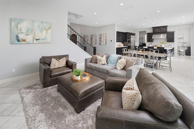 view of tiled living room